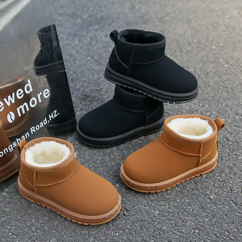 

Children's Fashion Girls Thermal Boots Winter New Boys Outdoor Ankle Cotton Boots Warmth Soft Bottom Kids Plush Boots Non-slip