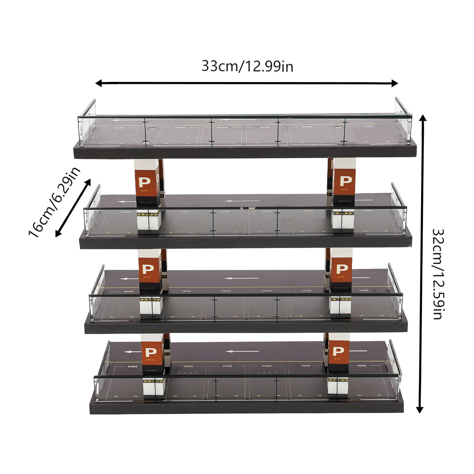 Diorama 4-Story 1/64 Acrylic Garage Model Car Parking Lot Backdrop Car Display Home Decoration and Storage, Educational Toys