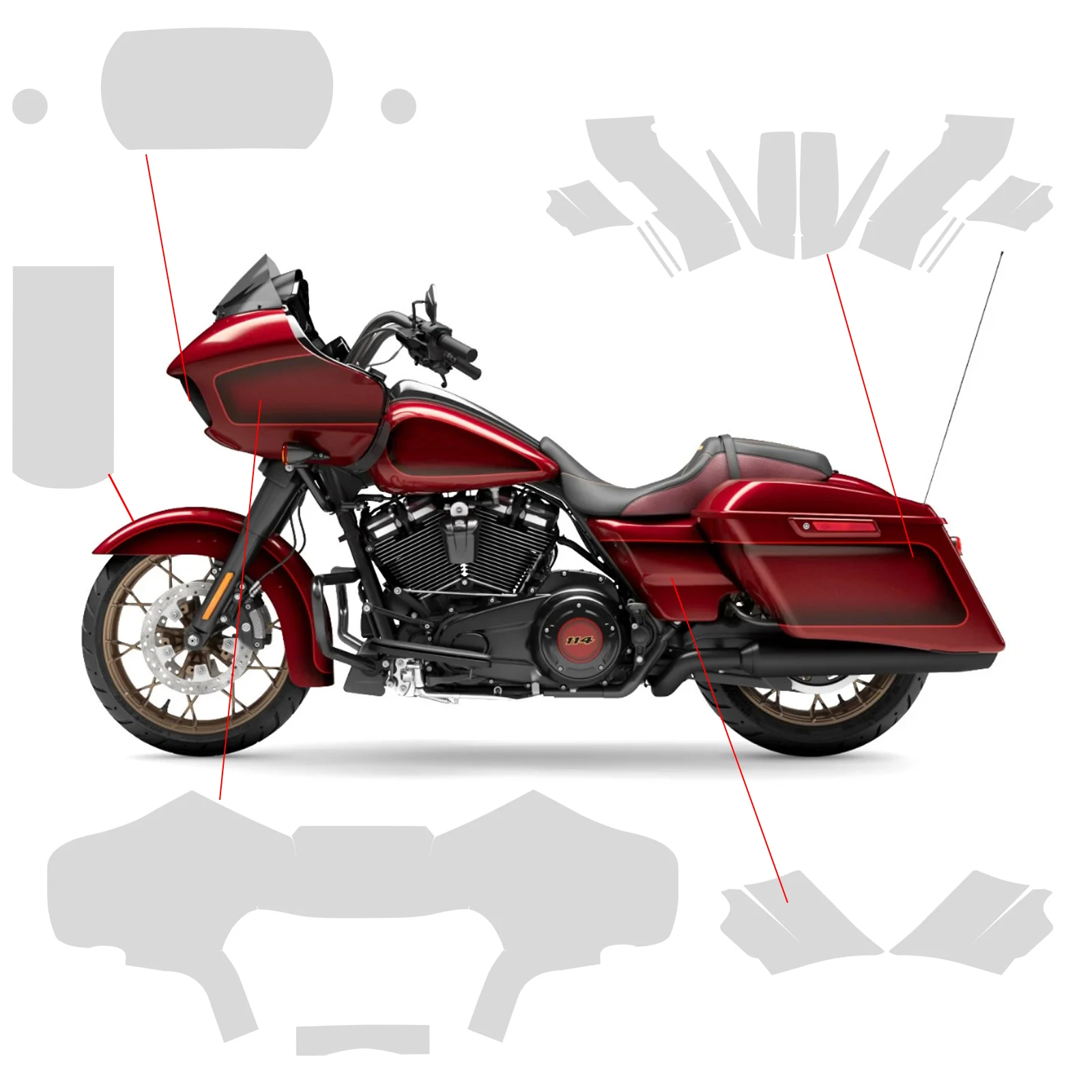 For Harley Touring Road Glide Special Motorcycle Paint Protective Film TPU Stickers Protect Fairing Anti-scratch Translucent
