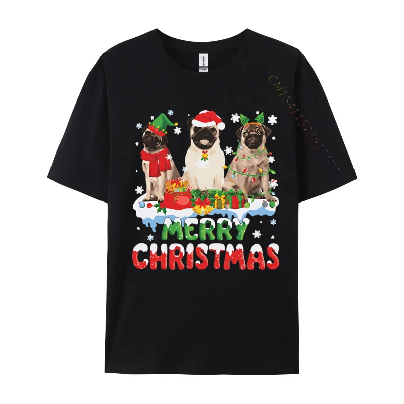 

Merry Christmas Santa Hat Pug Dog Xmas T-shirt Men T Shirt Printed T-shirts Cotton Mens Normal Drop Shipping Graphic Tee Shirt