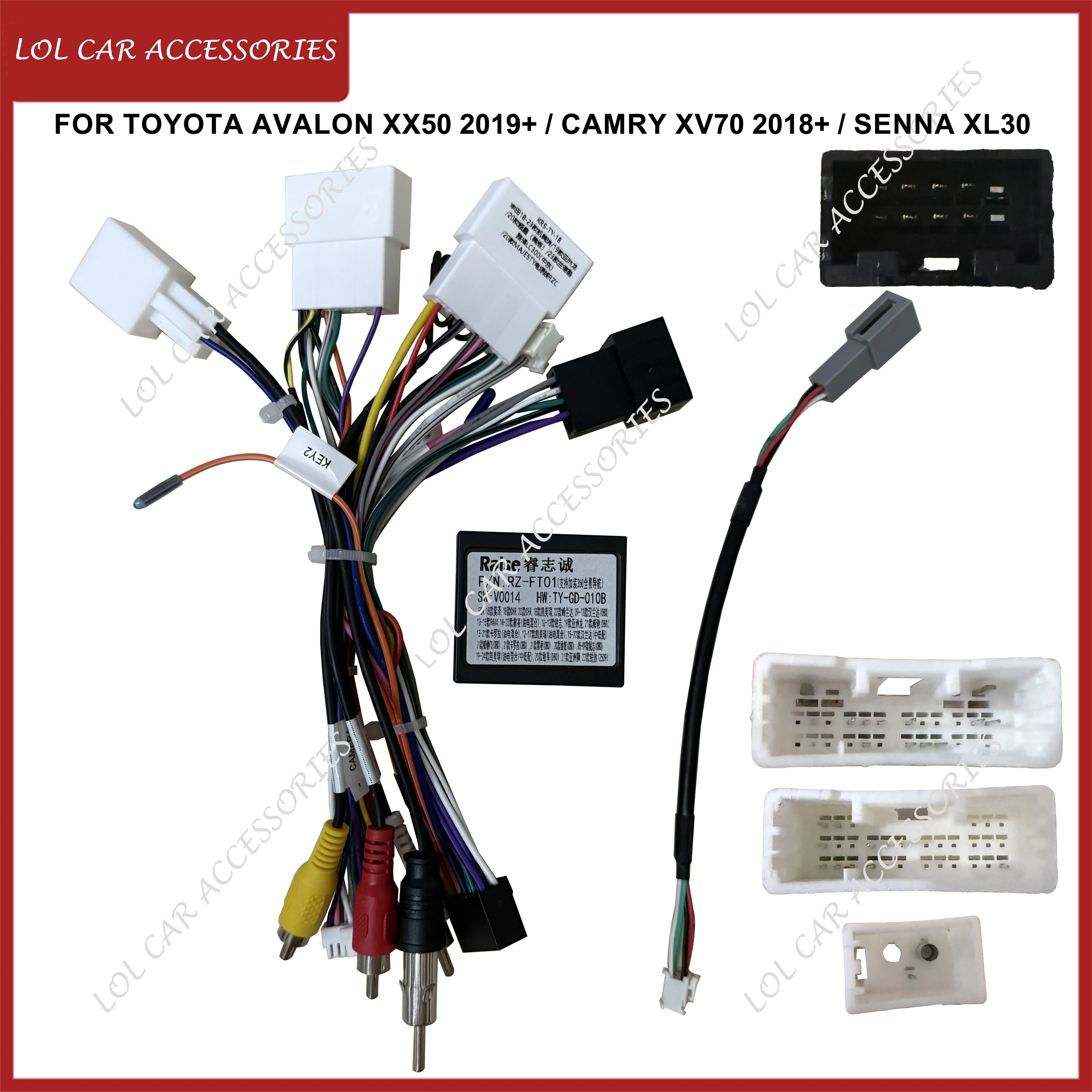 トヨタアバロン-xx50-2019--カムリ-xv70-2018--セナ-xl30-カーラジオ-gps-mp5-android-プレーヤー電源ケーブル-canbus-配線ハーネス