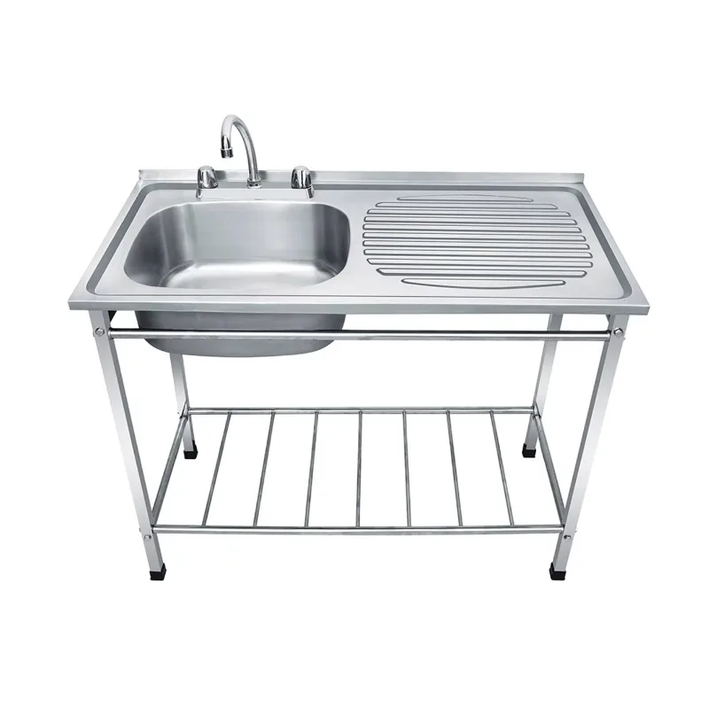Restaurant kitchen stainless steel single sink dirty dish cleaning workbench with sink