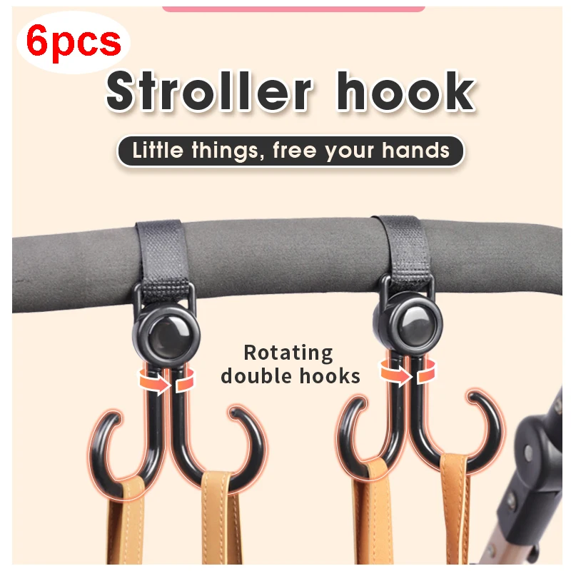 Baby Stroller Double Hooks Multifunctional Hook For Bicycles Electric Vehicle  Motorcycles Scooters Rotate 360 Degree Organizer