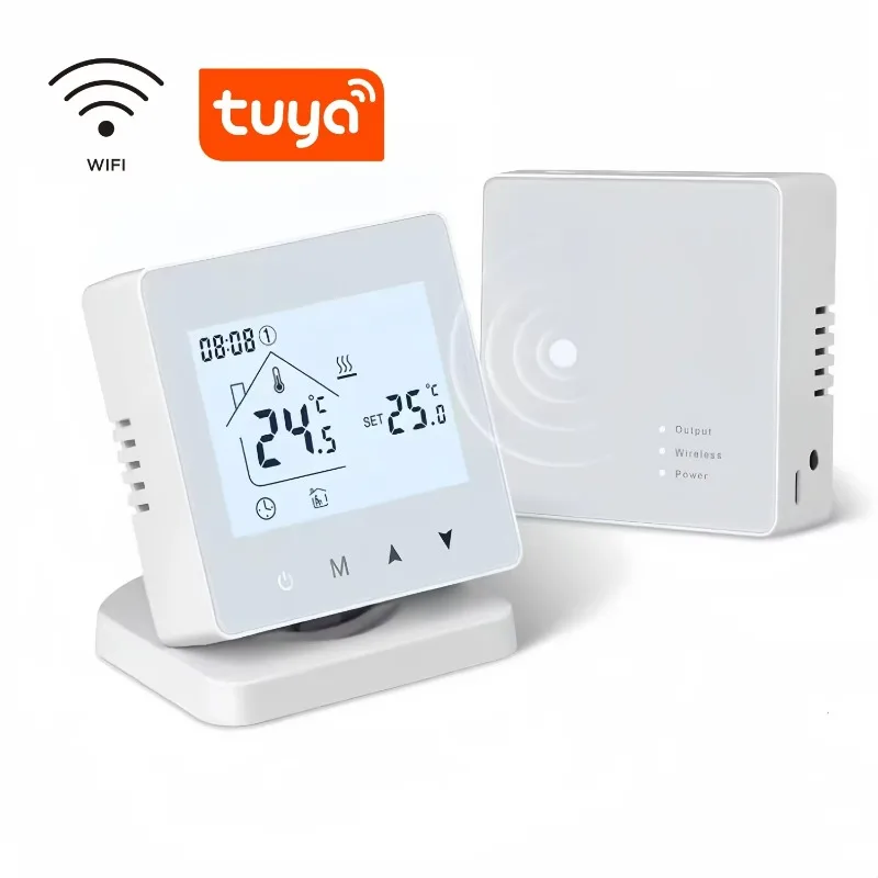 Tuya Smart WiFi Thermostat for Gas Boiler Home Garage Hotel Use Battery/USB Powered 240V RF Signal Life App Control