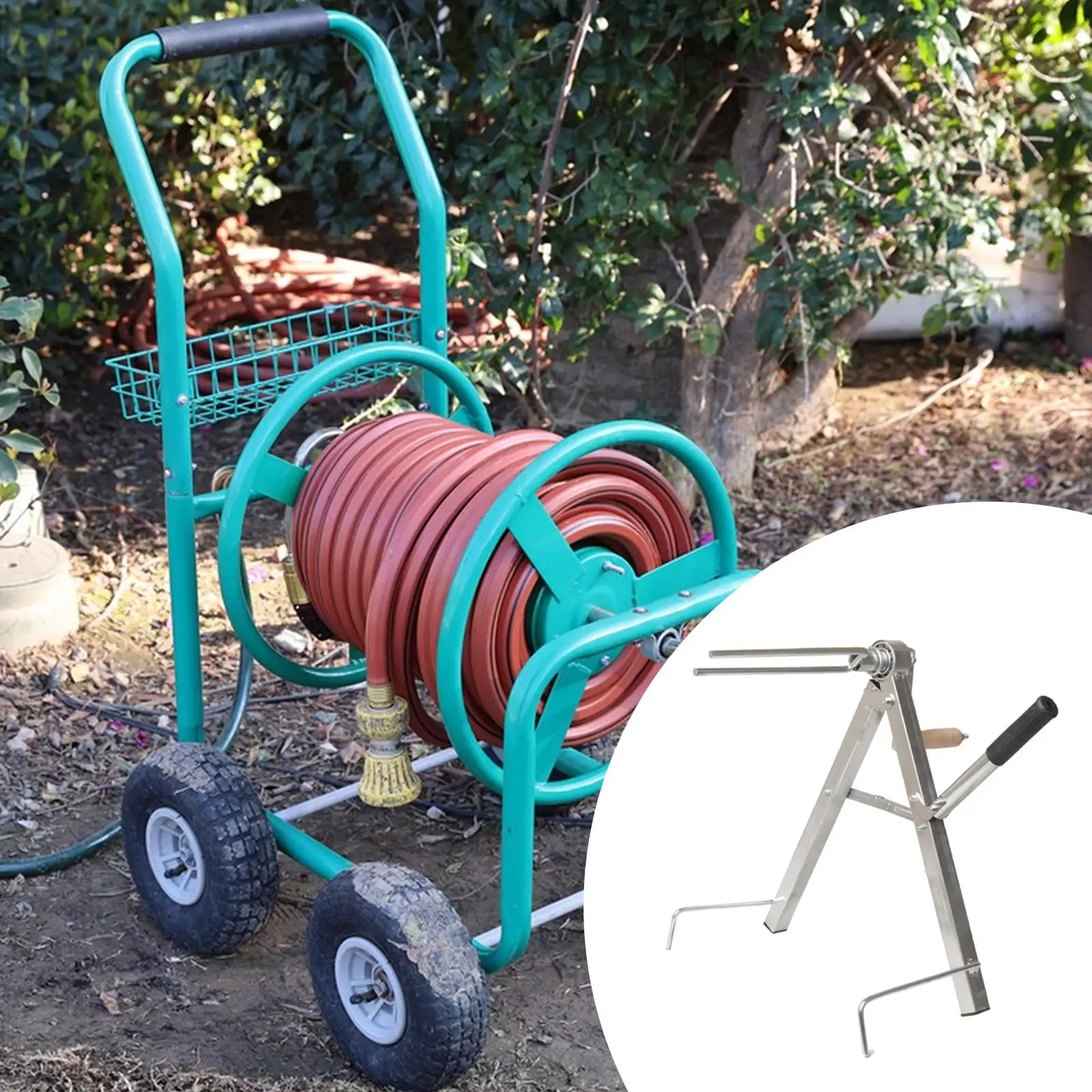 Portable Manual Hose Reel Water Pipe Holder Stable Outdoor Garden Storage for Reliable Hose Management