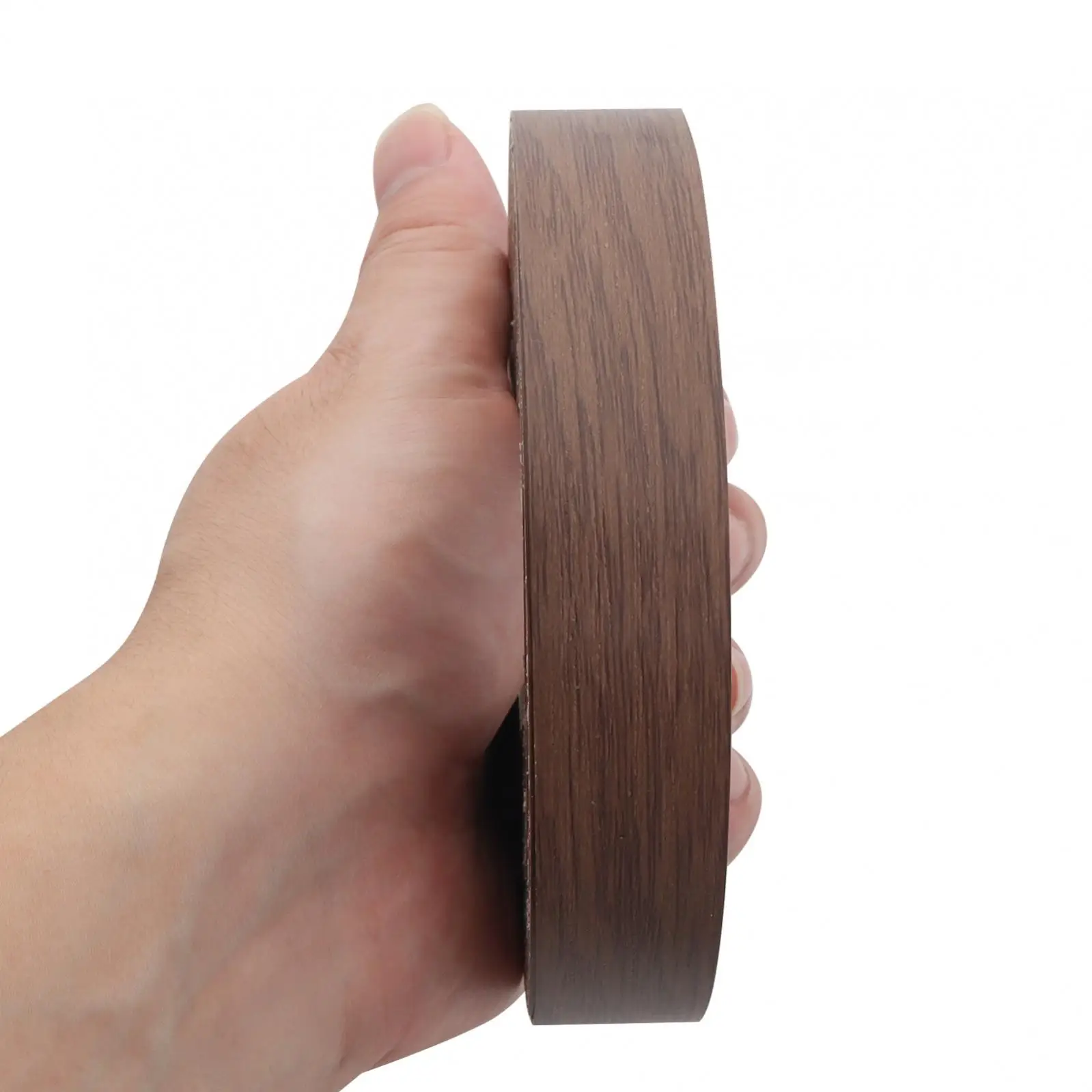 Dark Wood Grain Hot Melt Adhesive PVC Edge Banding Pre-glued Veneer Edging for Plywood Table / Cabinet