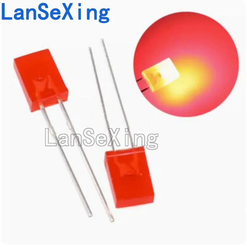 2 * 5 * 7 Red Emitting Red 2x5x7 Square Red LED Short Pin Highlight (100 pieces)