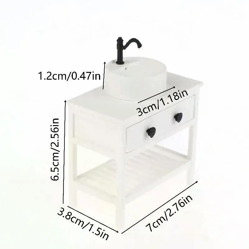 1/12 Dollhouse Simulation Sink Cabinet Model Dollhouse Bathroom Furniture Decoration Dolls House Living Scene Ornament Toys