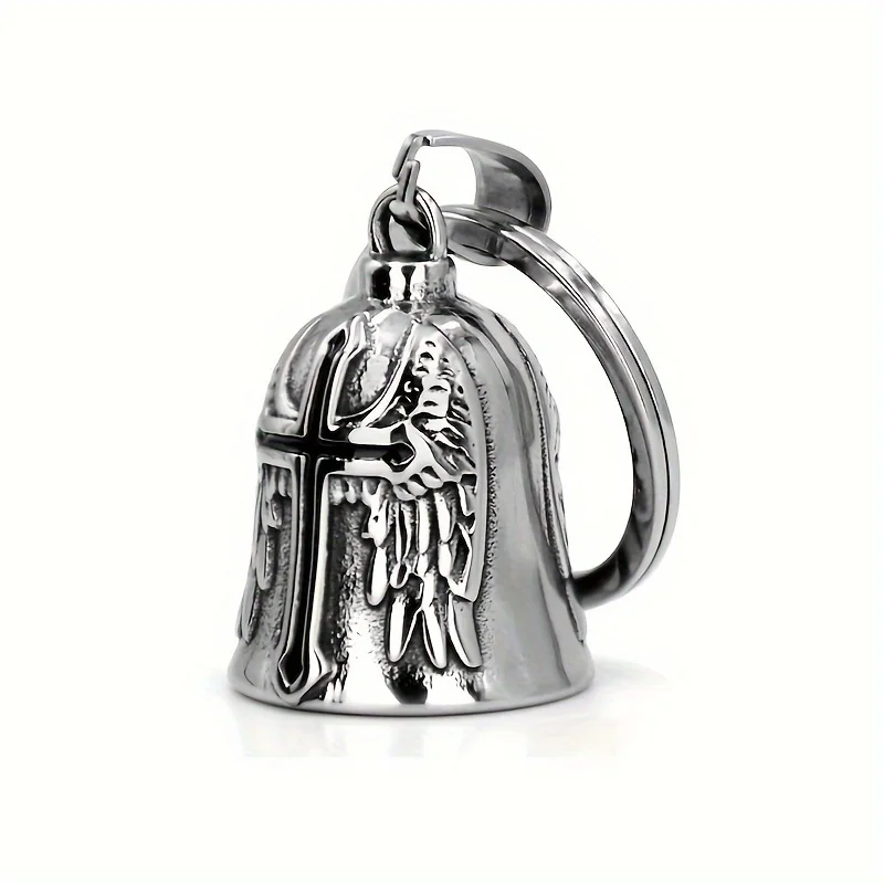Motorcycle Riding Lucky Bell Stainless Steel Retro Punk Motorcycle Angel Wings Retro Motorcycle Pendant Riding Exorcism Bell