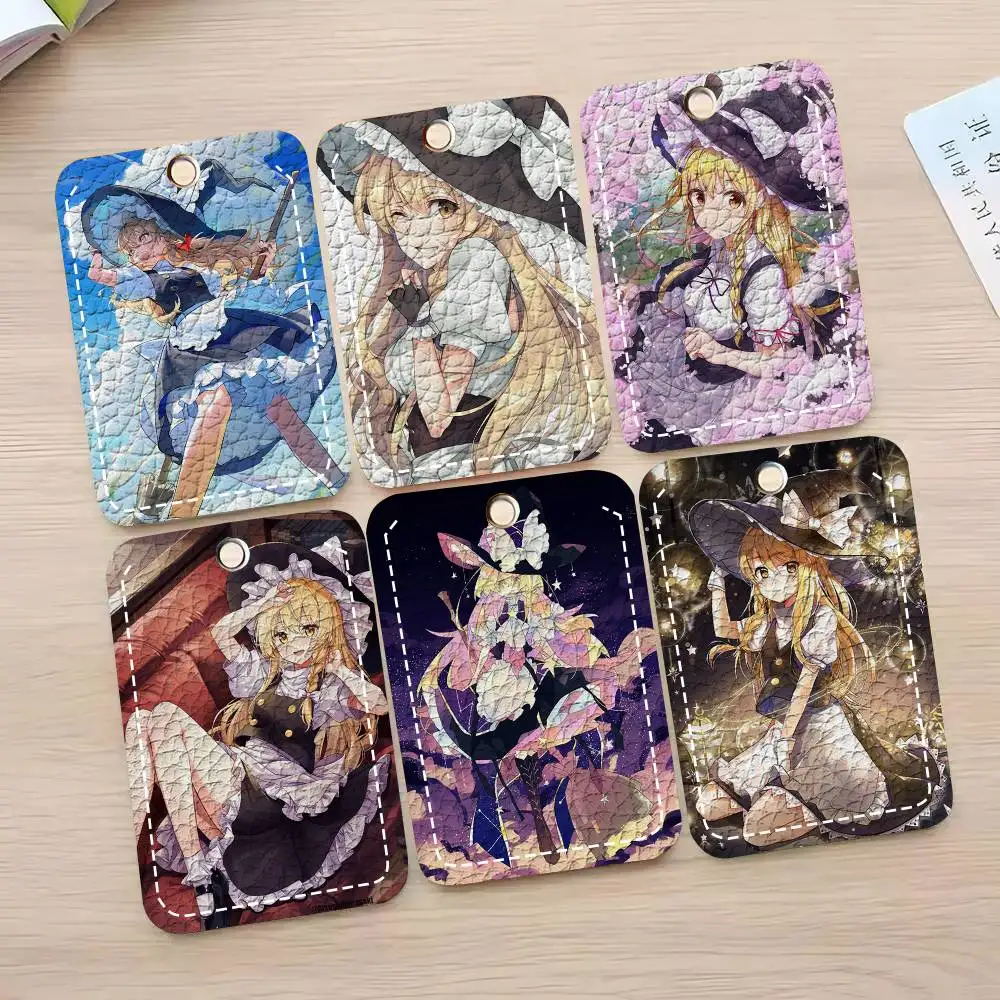 Marisa Kirisame Comic Game Touhou P-Project Card Case Keychain Access Card Bag Key Tag Ring Leather Card Holder Key Ring Access