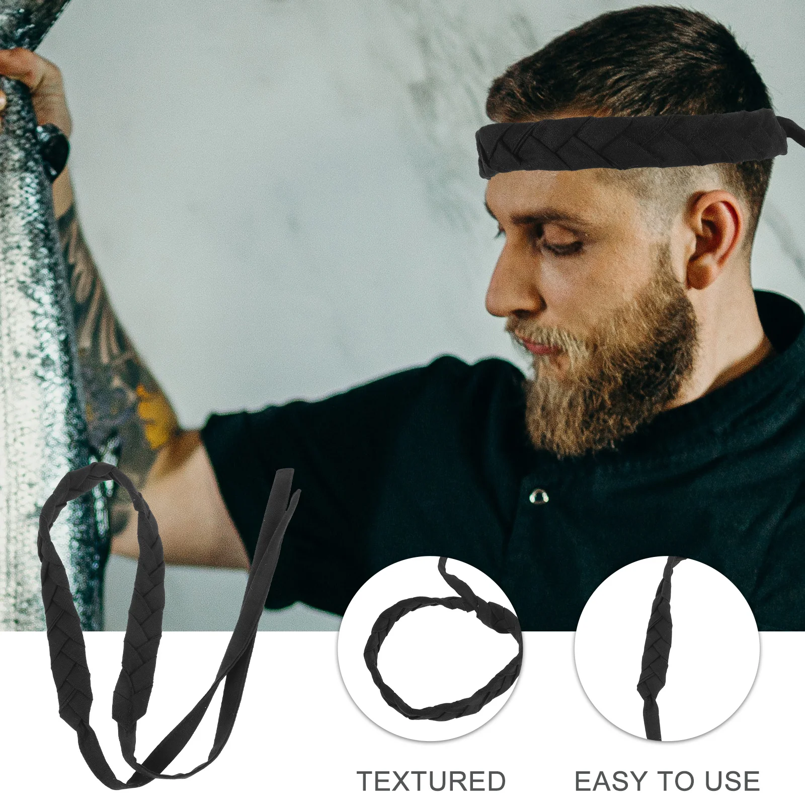 

Повязка на голову для плетения из хлопка и льна, японская повязка для шеф-повара, регулируемый ремешок для карате и спорта, рабочий декоративный аксессуар