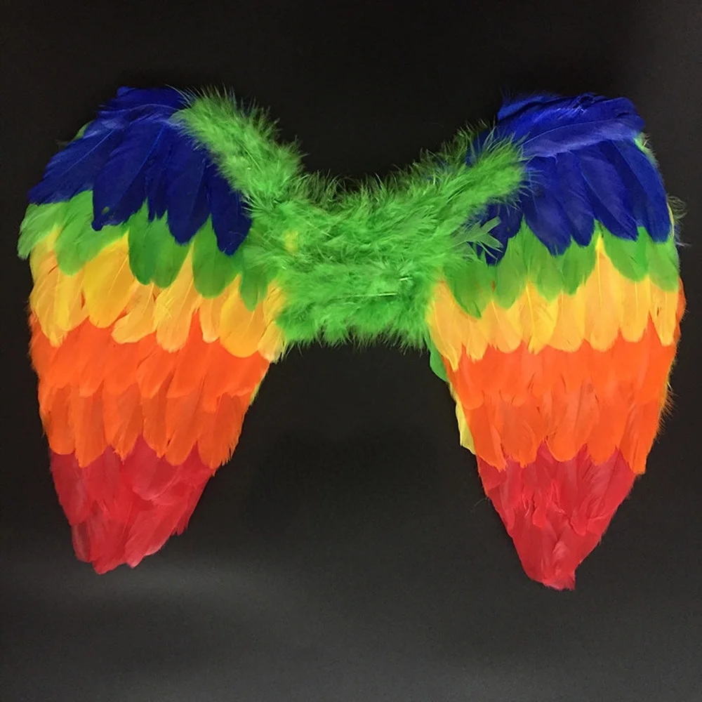 

Colorful Feather Wing Angel Costume Cosplay Props Fancy Dress Halloween Flower Girl Up Home Party Wedding Decoration