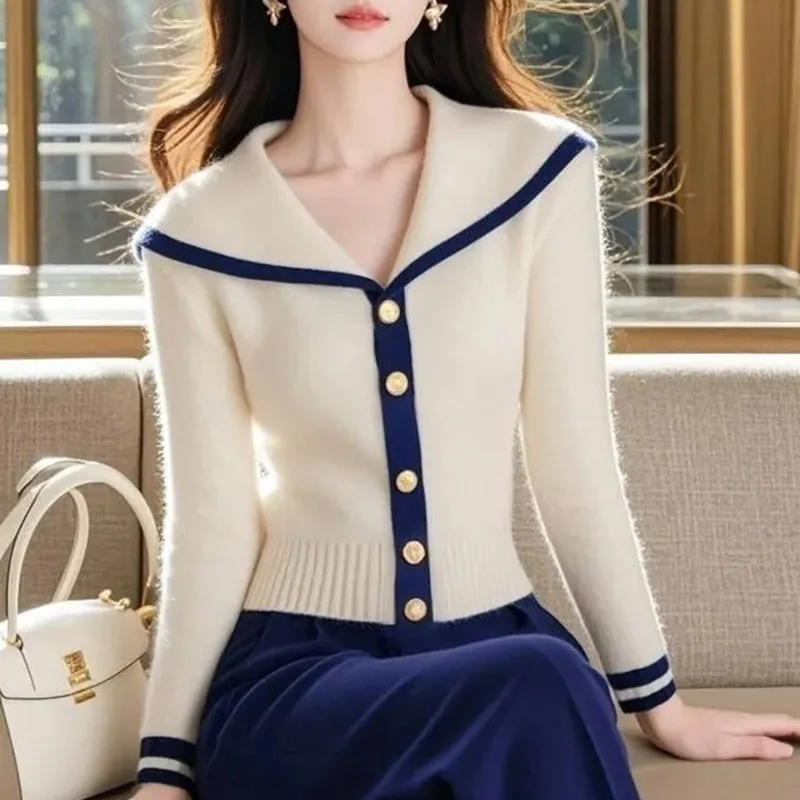 

Fashion White Knitted Sweater For Women 2025 New Spring Autumn Soft Versatile Pullover Shirt Top Bottoming Shirt Knitwear