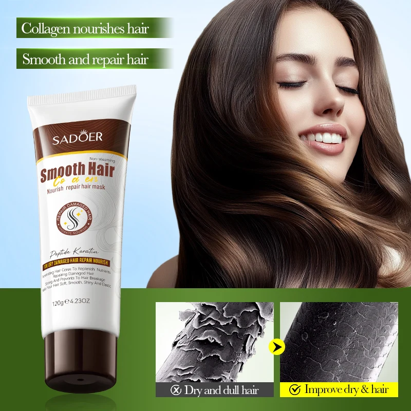 SADOER Collagen Nourishing Hair Mask Repair Damaged Hair Red