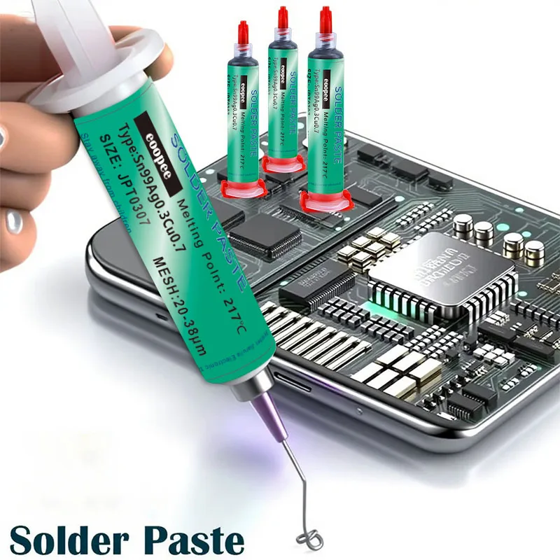 SAC307 Lotpaste Bleifrei No-Clean Sn99Ag0.3Cu0.7 für SMT PCB Reflow Löten, professionelles Schweißpaste Flussmittel für Schaltung – Detail 1