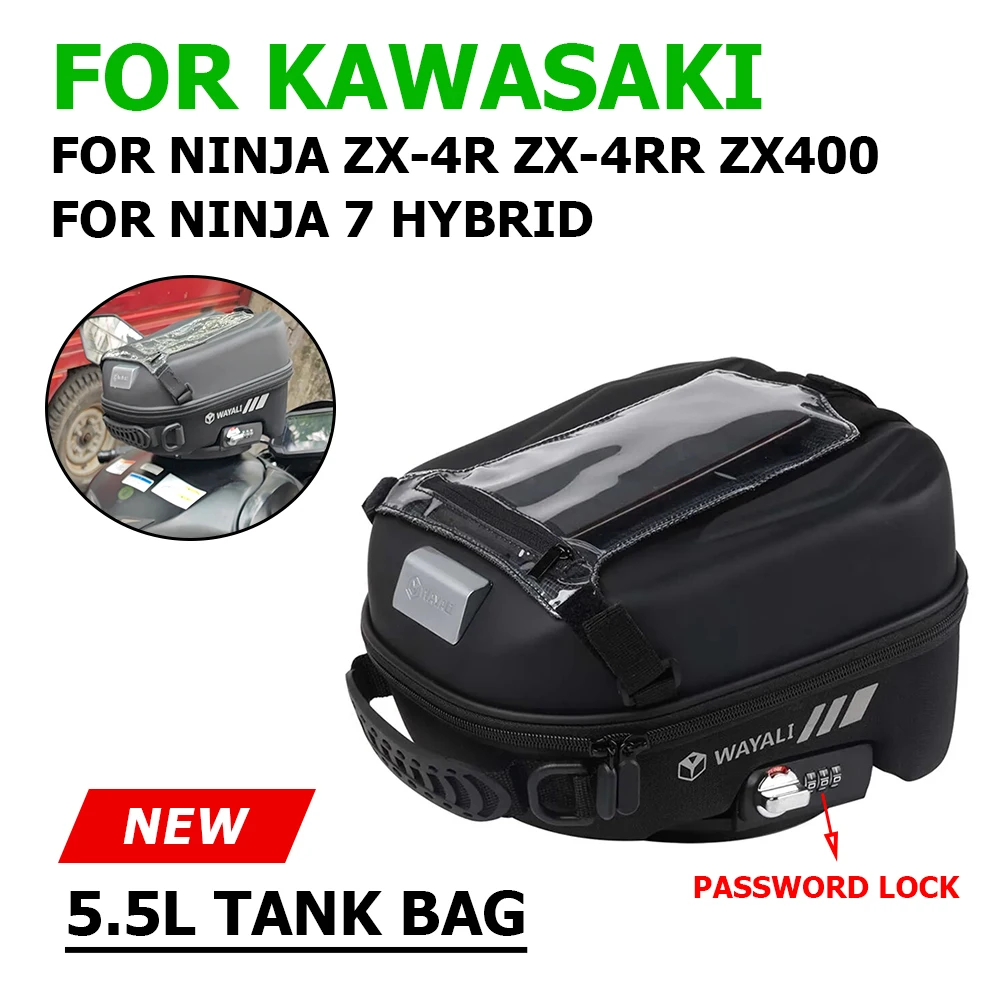 Motorcycle Accessories Fuel Tank Bag For Kawasaki Ninja 7 Hybrid  ZX-4R ZX400 ZX-4RR 2024 Backpack Luggage Bag Lock Storage Bag