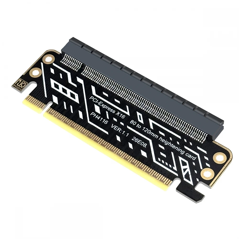 PCI-Expresss 5.0 16x Male to Female Riser Extended Card Adapter 80mm Low Profile to 120mm Bracket 1U to 2U