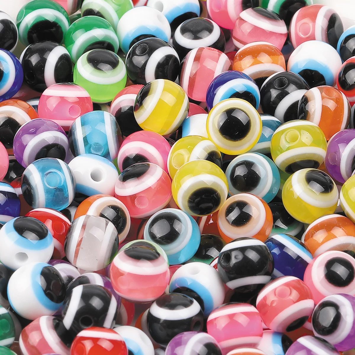 100 Stück/200 Stück gemischt 6/8/10 mm bunte türkische böse Blickperlen Harz flache runde runde böse Blickperlen für die Schmuckherstellung