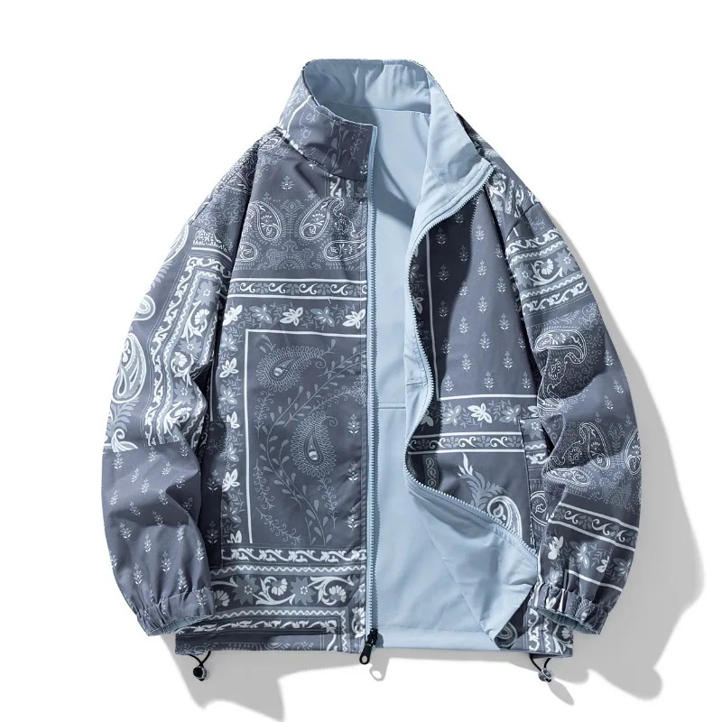 

Double-Sided Wear Men Jacke Hot Sale Of The Season New Loose Fit Stand Collar Thin Outerwear Casual Trend Brand Lightweight coat