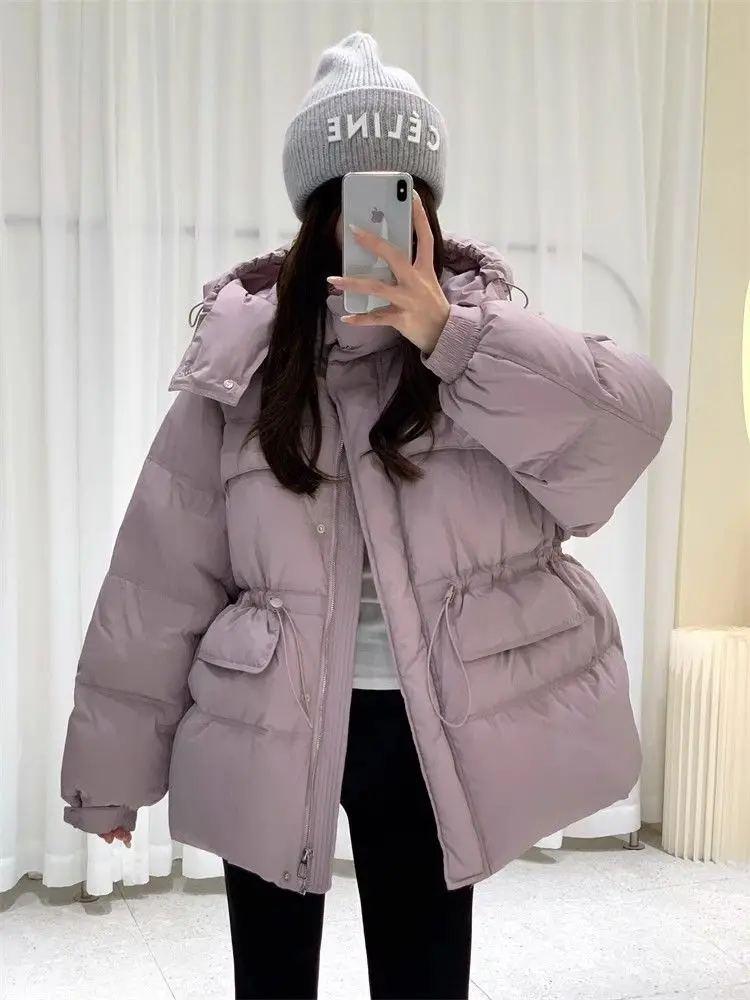 Herbst und Winter neue Damen-Daunenjacke, winddichte Kapuze, Pendler-Freizeitjacke