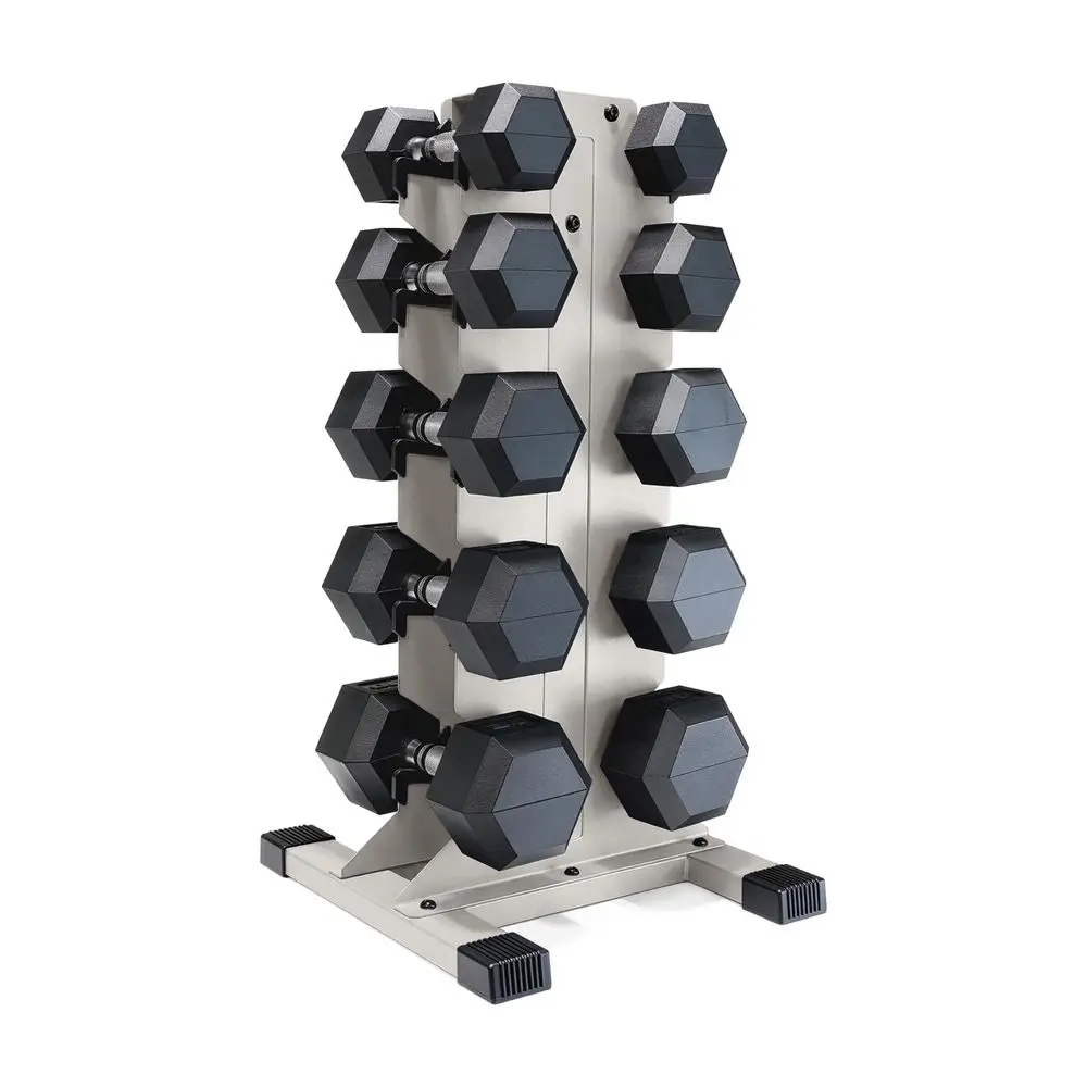 

Barbell Dumbbell Set with Rack, Rubber Coated Hex Free Weight Set 100300 lb Options, Vertical SpaceSaving Storage for Home Gym