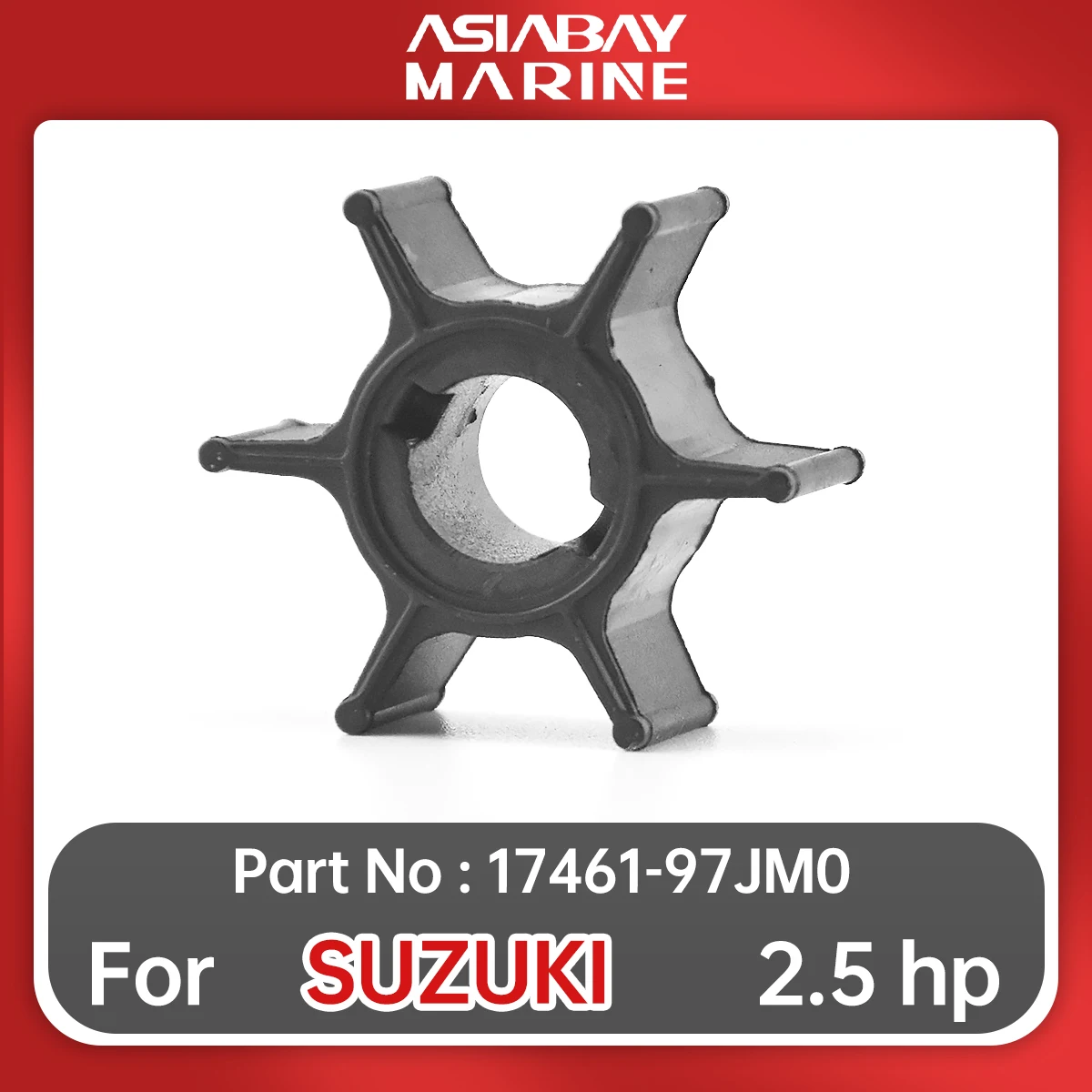 Water Pump Impeller 17461-97JM0 for Suzuki Outboard Motor Engine DF2.5, 2.5hp Boat Parts Replacement with Premium Materials