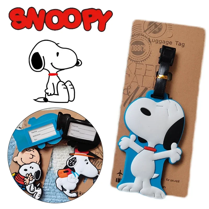 Snoopy Luggage Tag Cartoon Women Men Suitcase Identifier Label Baggage Boarding Bag Tag Name ID Address Holder Travel Accessorie