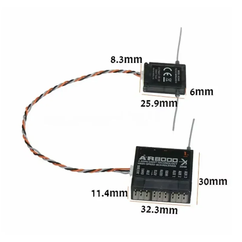 Spektrum-receptor AR8000 2,4 GHz 8CH, compatible con DSM2 DSMX con satélite extendido para transmisor JR Spektrum DX7s DX8 DX9 Dx18