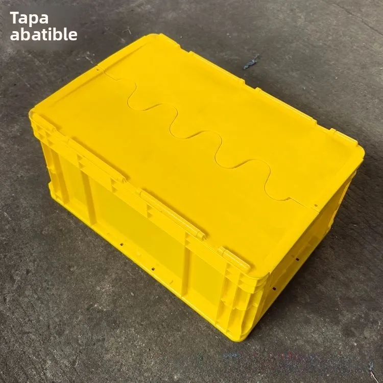 Caja de Almacenamiento de Plástico Amarilla con Tapa Abatible, Producto Defectuoso, Organización del Hogar, Contenedor de Alm...