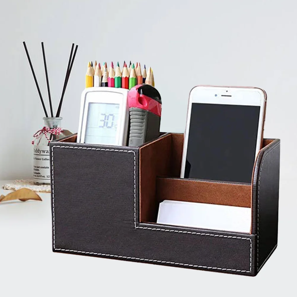 Multifunctional Pen Holder Practical Black Office Desk Accessories Stainless Steel Storage Box Stationery ganizer