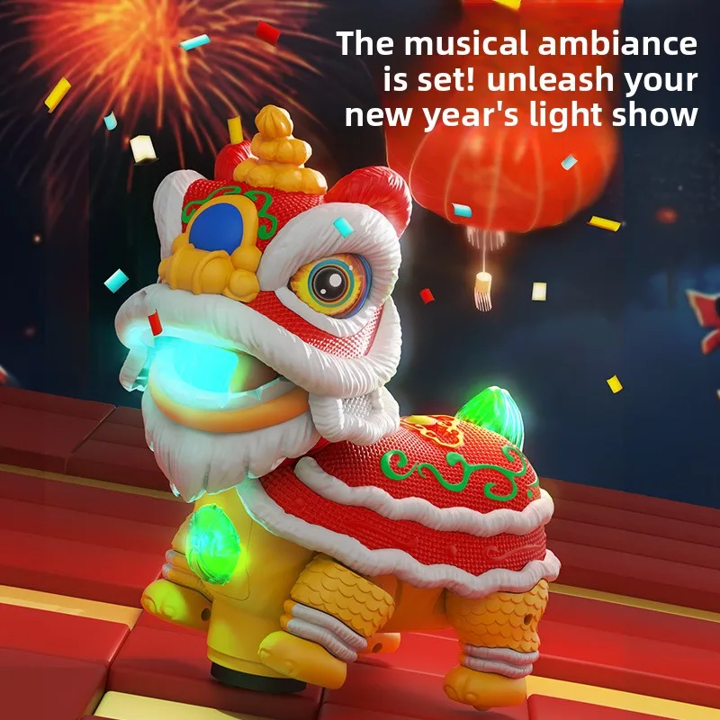Product in The Year of The Snake Electric Guochao Lion Dance Universal Shaking Head Lighting Music Joints Movable Boy New Year