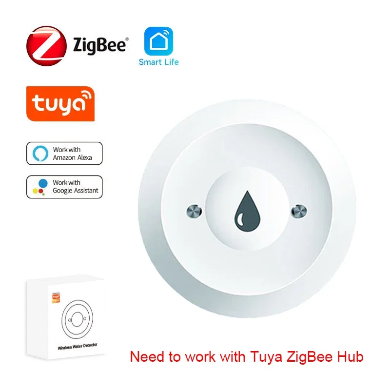 Sensor de fugas de agua Tuya Zigbee, alarma de enlace de agua, App de monitoreo remoto, Detector de inundación de fugas de agua