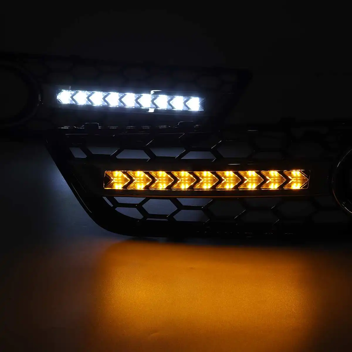 Dynamic Flowing LED Car Front Fog Light Grill Cover Mesh Grille With Turn Signal Lamp DRL For Audi A3 8P 2009-2013 8P0807682D