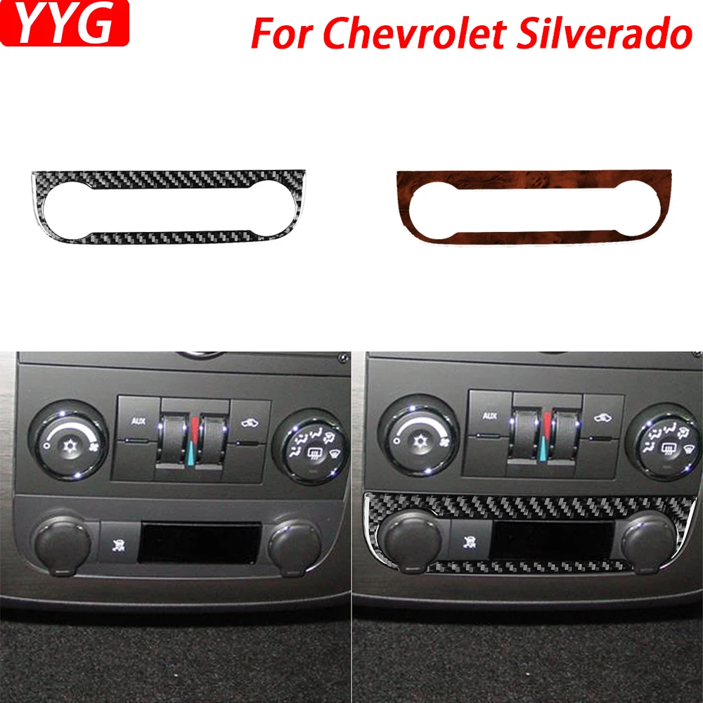 For Chevrolet Silverado Tahoe GMC Avalanche LTZ Sierra SLT Carbon Fiber Air Conditioning Knob Panel Trim Car Accessories Sticker