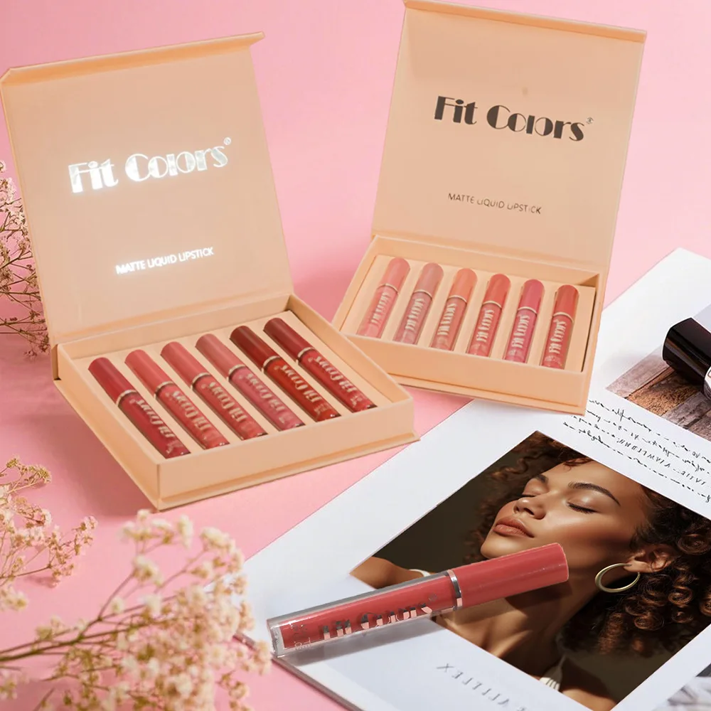 6 - Pack Matte Lip Gloss Set With Long - Lasting Color Rendering, Easy To Apply, Waterproof Lip Makeup Set