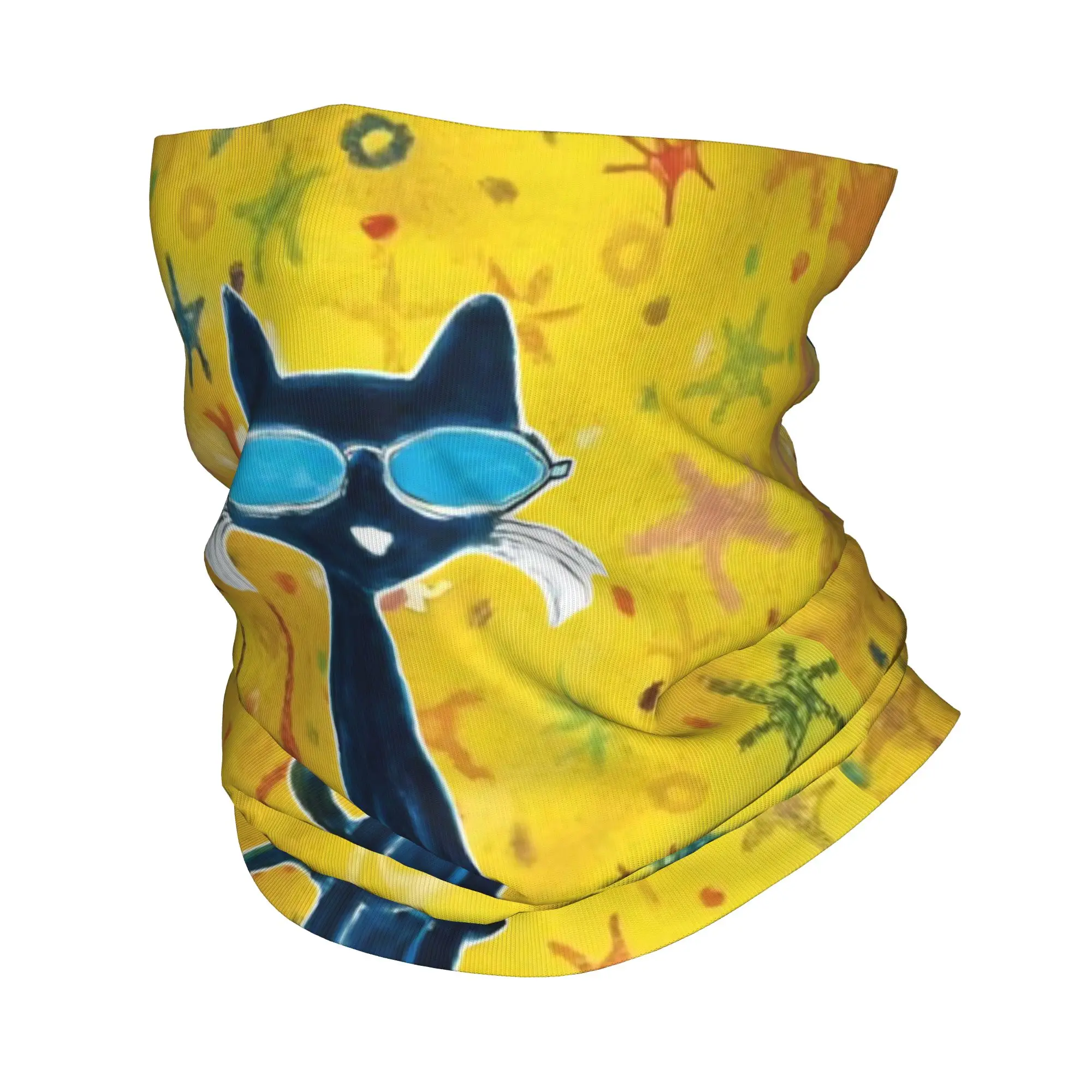Pete The Cat Yellow Cartoon Bandana Neck Cover Printed  Wrap Scarf Multi-use Headband Fishing Unisex Adult Breathable