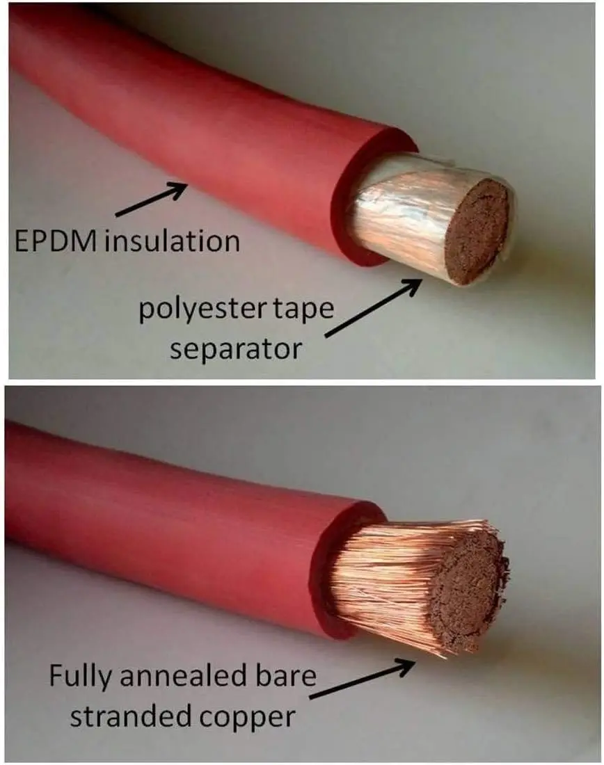 Black Red Battery Welding Pure Copper Ultra Flexible Cable Copper Cable Lug Terminal Connectors + 3 Feet Heat Shrink Tubing