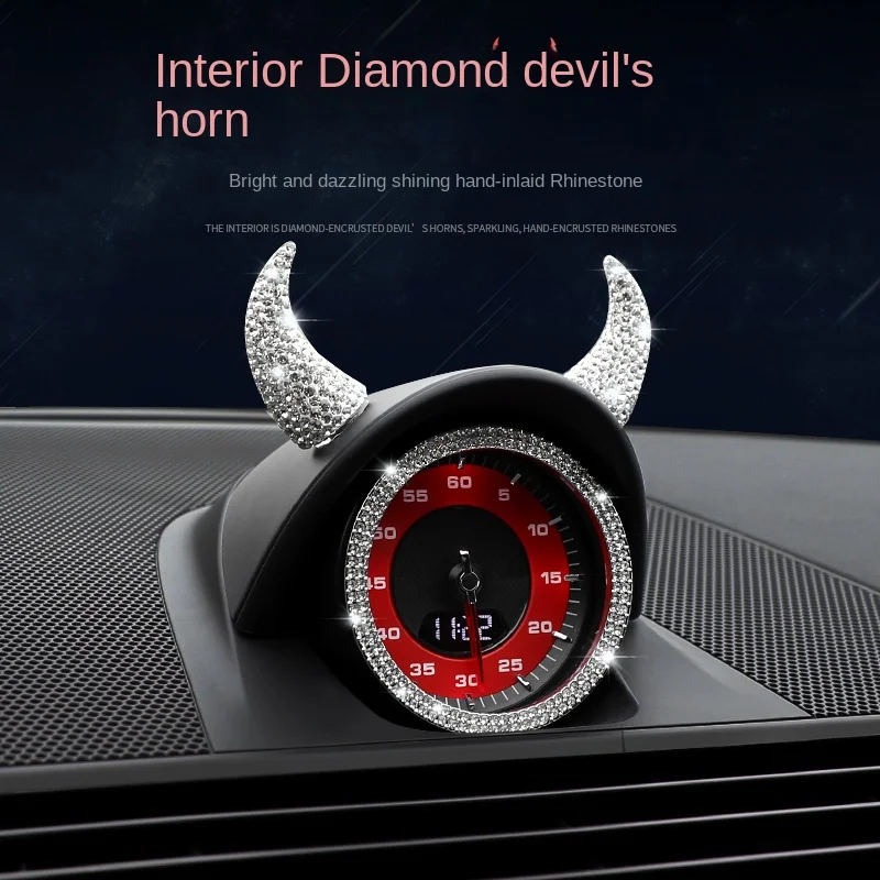 For Porsche compass diamond-encrusted devil calf horn car steering wheel instrument ornaments creative decorative car stickers