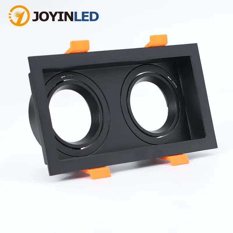 

Black/White Aluminum Square Double Heads Lamp Frame GU10 MR16 Spotlight Fixture Holder Spot Light Bracket