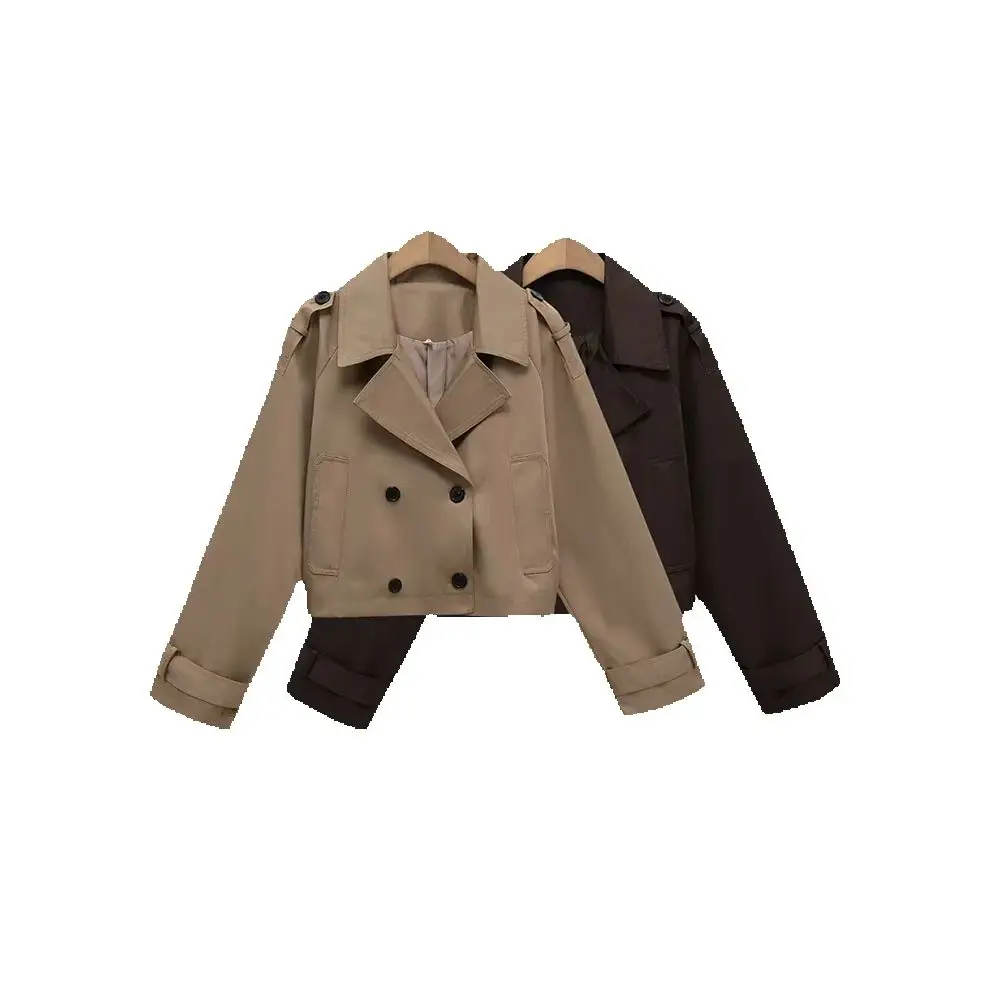 

Весенне-осенняя новая женская одежда, новая модная маленькая и универсальная короткая ветровка с двойным воротником