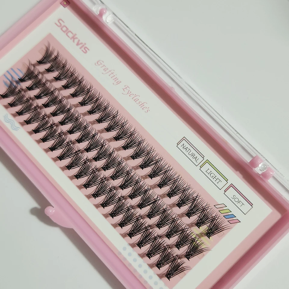 10 Cajas de Pestañas Postizas de Visón Falso 20D 0.07mm Rizo C 8-14mm Mezcla Natural Extensiones de Pestañas, 60 Racimos/Caja Individual 2