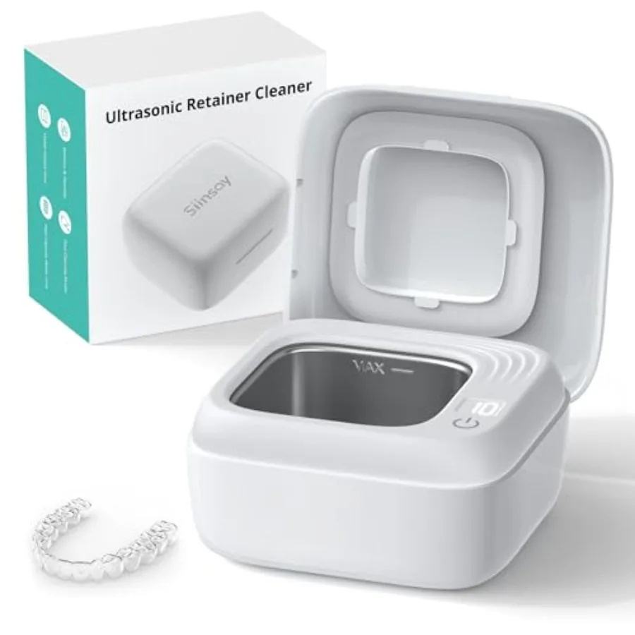 

Ultrasonic Retainer Cleaner Rechargeable Retainer Cleaner Machine 50kHz Ultrasonic Cleaner for Night Guards Mouth Guards Dentur