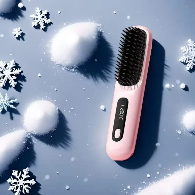 High quality  S7 Straight Hair Comb Wireless Charging Ceramic Heating Electric Comb Convenient Negative Ion