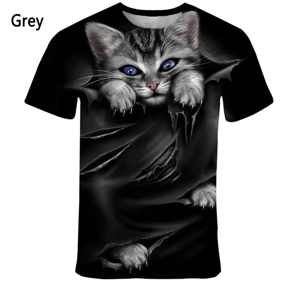 New Fashion Animal Face 3d Printed T-shirt Men's and Women's Summer Casual Short Sleeve Monkey Dog Cat Lion Animal Print Shirt