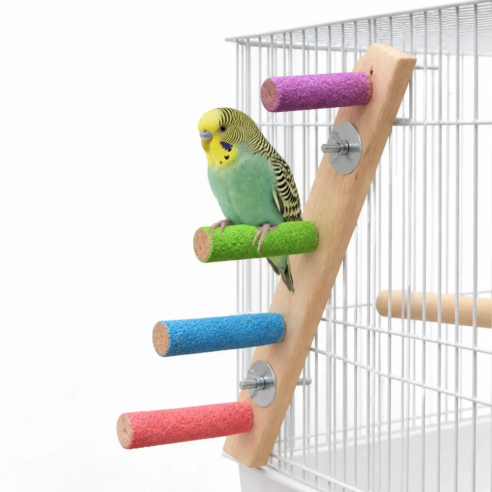 4/6/8 Step Bird Ladder Wood Colorful Perches Bird Climbing Climbing Structure Beak And Claw Grinding Parrot Ladder