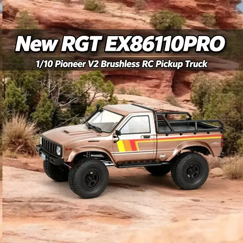 New 1/10 RGT EX86110PRO Pioneer Simulation Pickup Off-Road Climbing Vehicle With Light RC Brushless Electric Two-Speed Model Toy