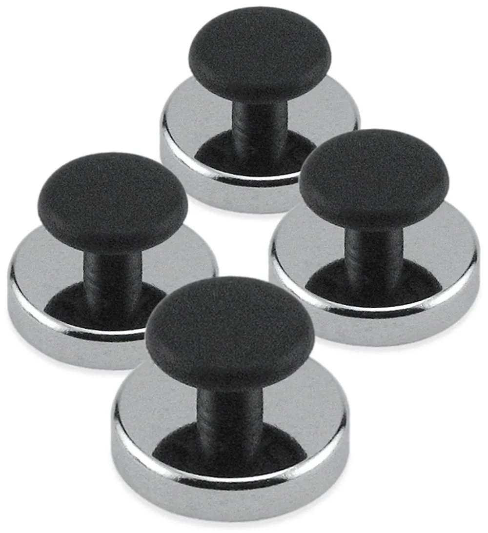 

4-Pack Ceramic Round Base Magnets with Knobs – 1.43" Diameter, 16lb Pull, Chrome-Plated