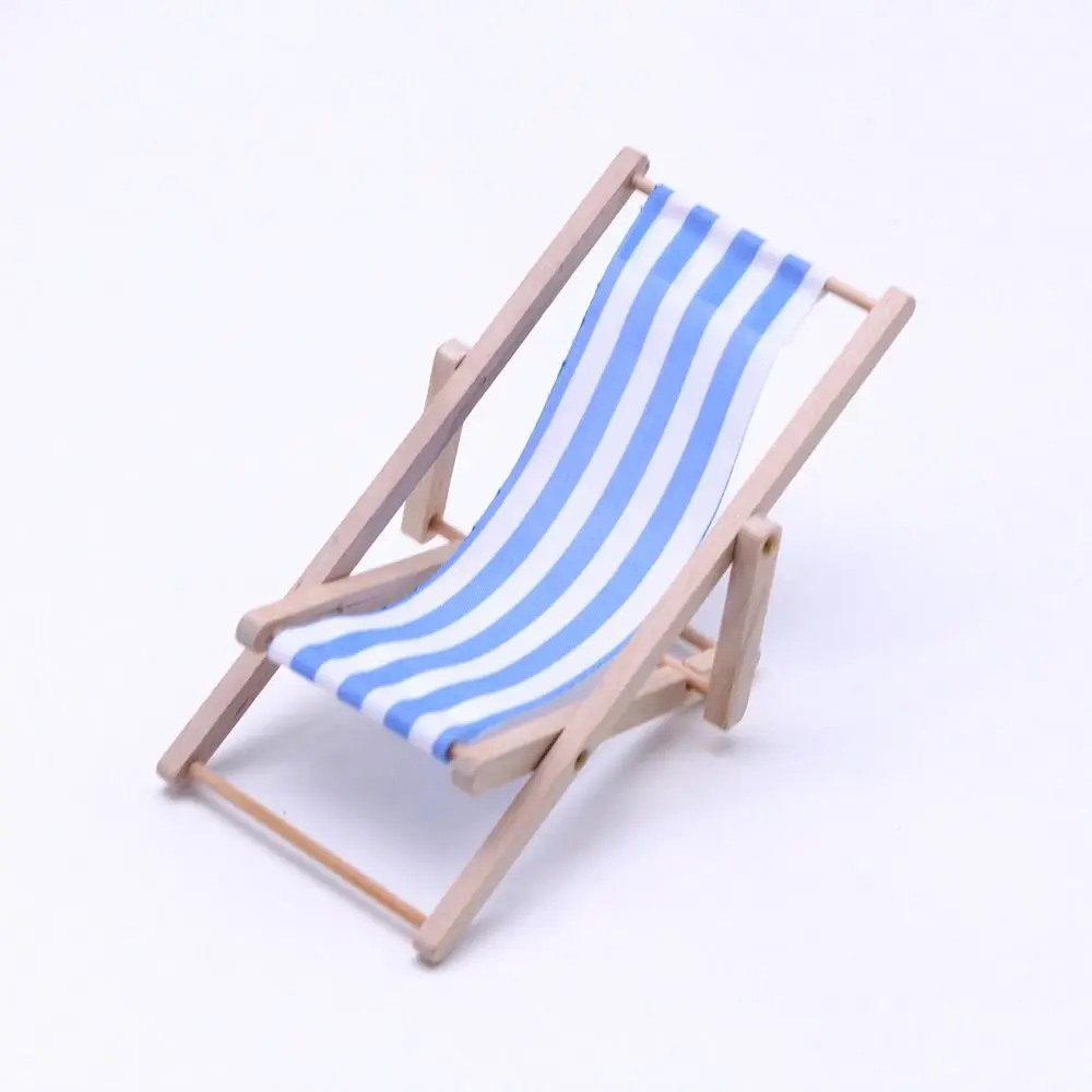 New Mini 1/12 Dollhouse Chair Wooden Multicolors Summer Vacation Beach Chair 7.5*5*6cm Outdoor Casual Reclining Chair For ob11