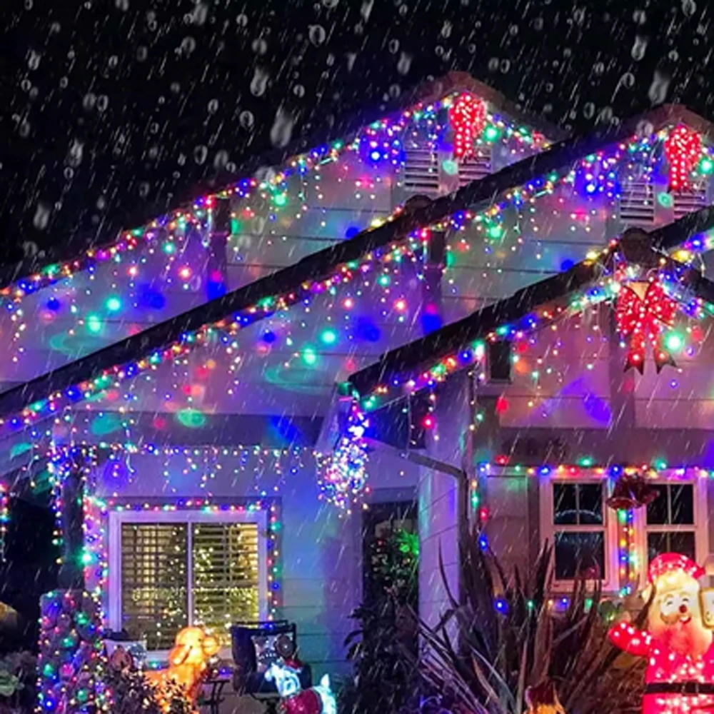 AC85V-240V Outdoor 10M 400LEDS LED String Courtyard Waterproof Eave Light Ice Strip Light Christmas Festival Party Decoration