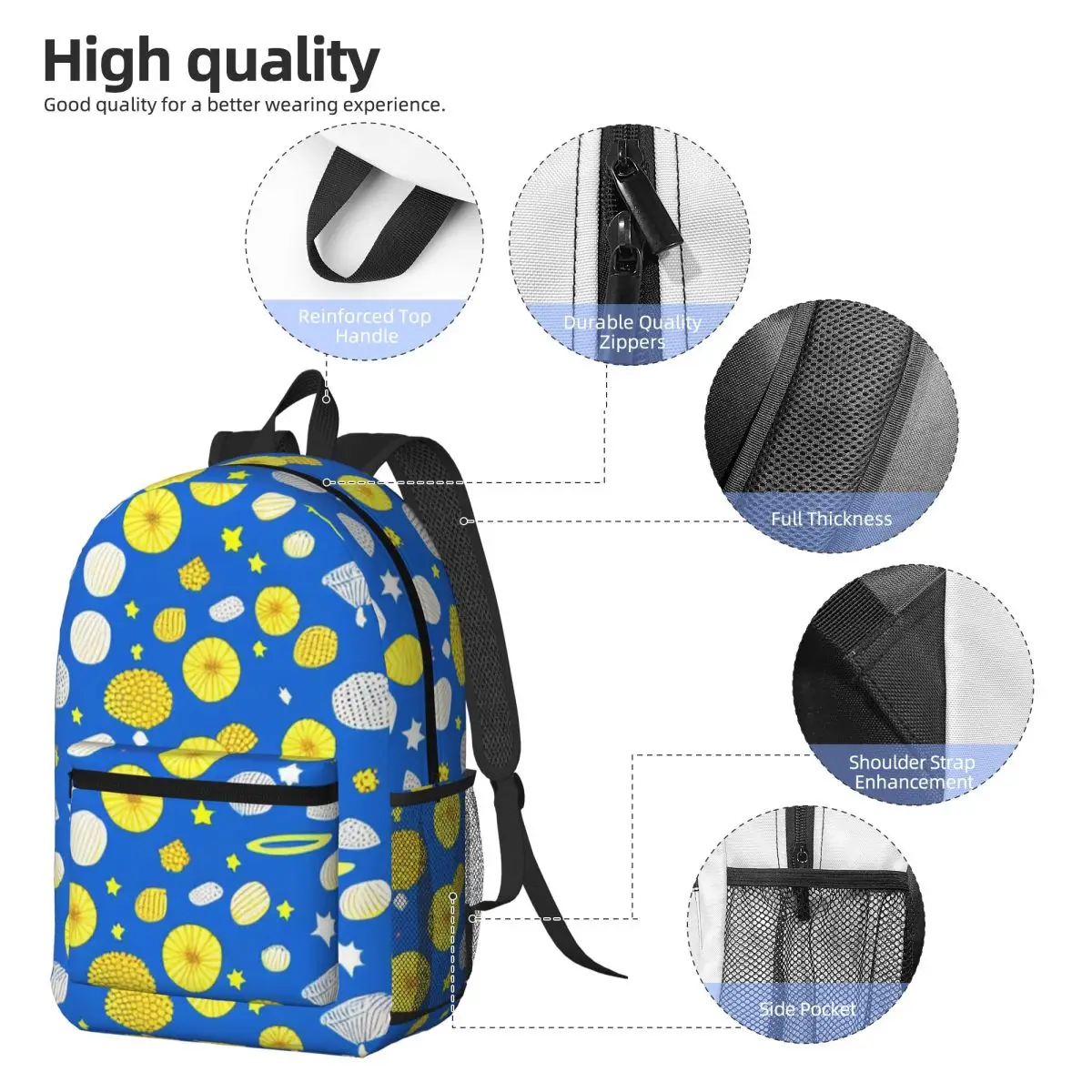 Colorful Impressionist Shapes Pattern Design Backpack Daypack Large Capacity Kids BookBag School Bag Shoulder Bags for Men Women